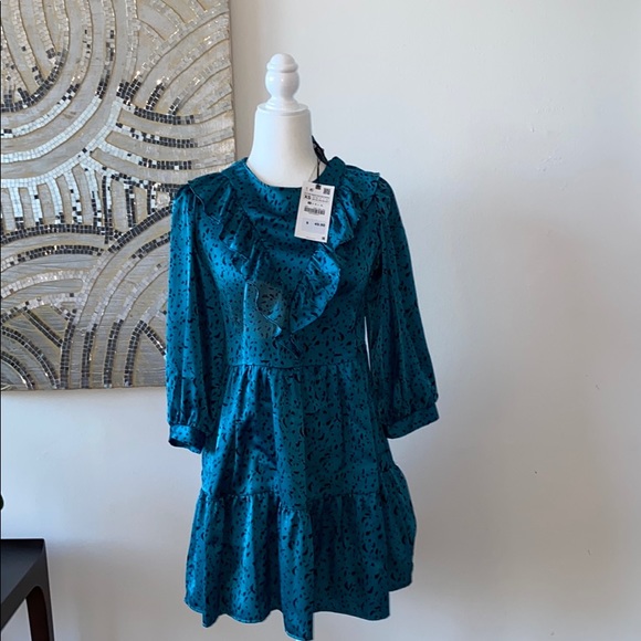 Zara - Green Blue Black Leopard Dress - Picture 5 of 13